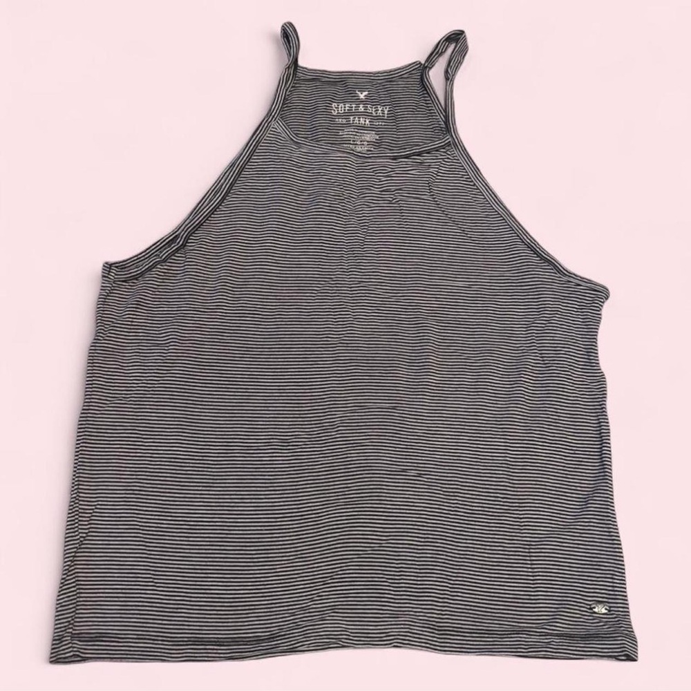American Eagle Outfitters Black and White Striped Tank